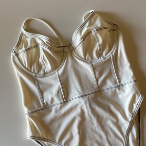 UO Orseund Iris Out From Under Cream Corset-Like One Piece Swimsuit M
